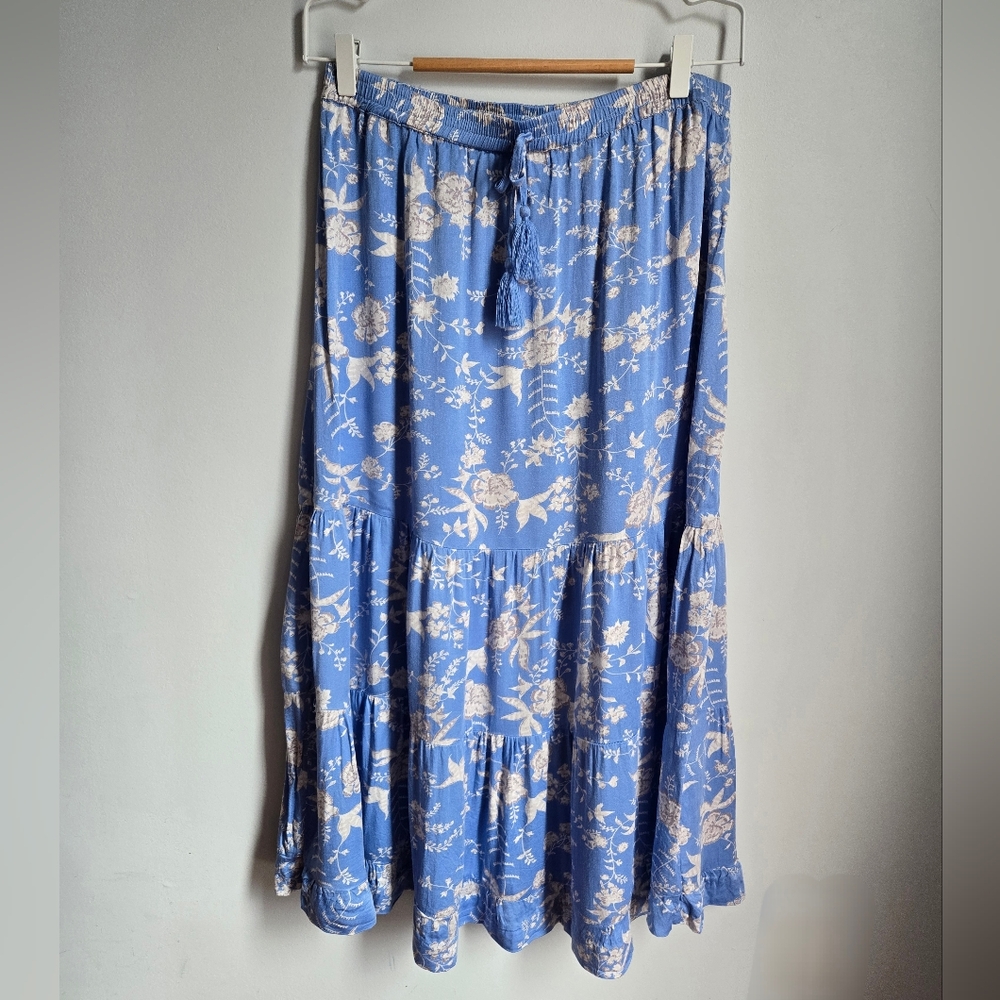 ESQUALO Floral Blue Rayon Skirt